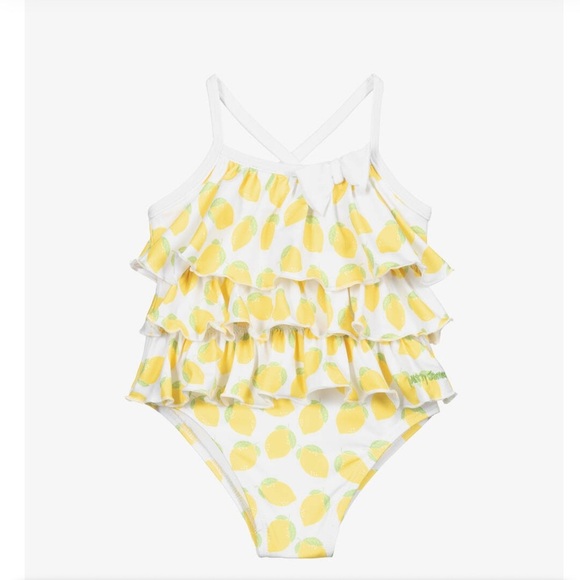 Mitty James Girls White Lemon Ruffle Swimsuit (UPF50+) Size 2-3Y - Picture 4 of 6